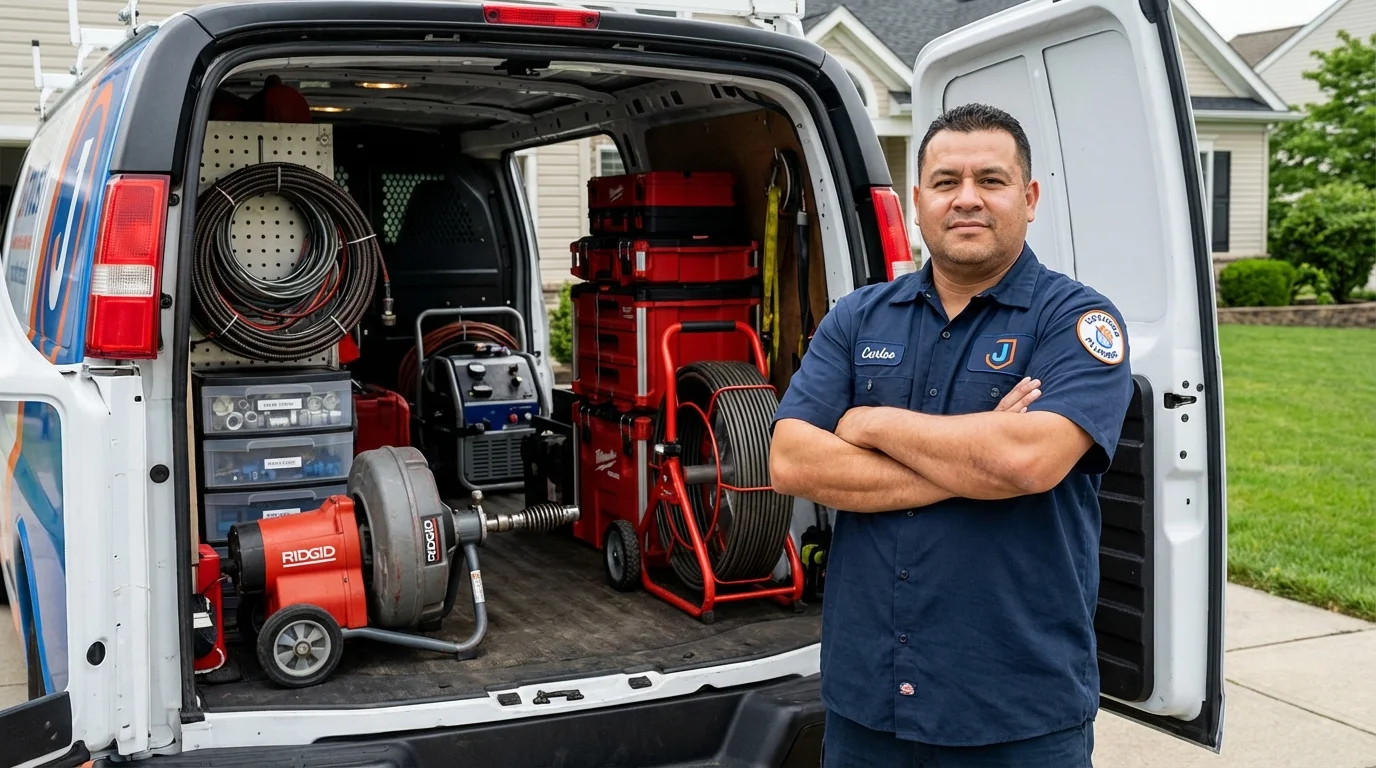 Professional drain cleaning equipment and Johns Plumbing LLC plumber in New Madrid