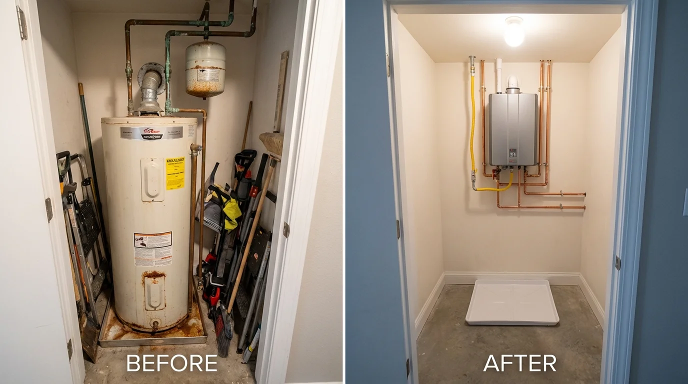 Tank water heater versus wall-mounted tankless unit comparison for New Madrid, MO homeowners
