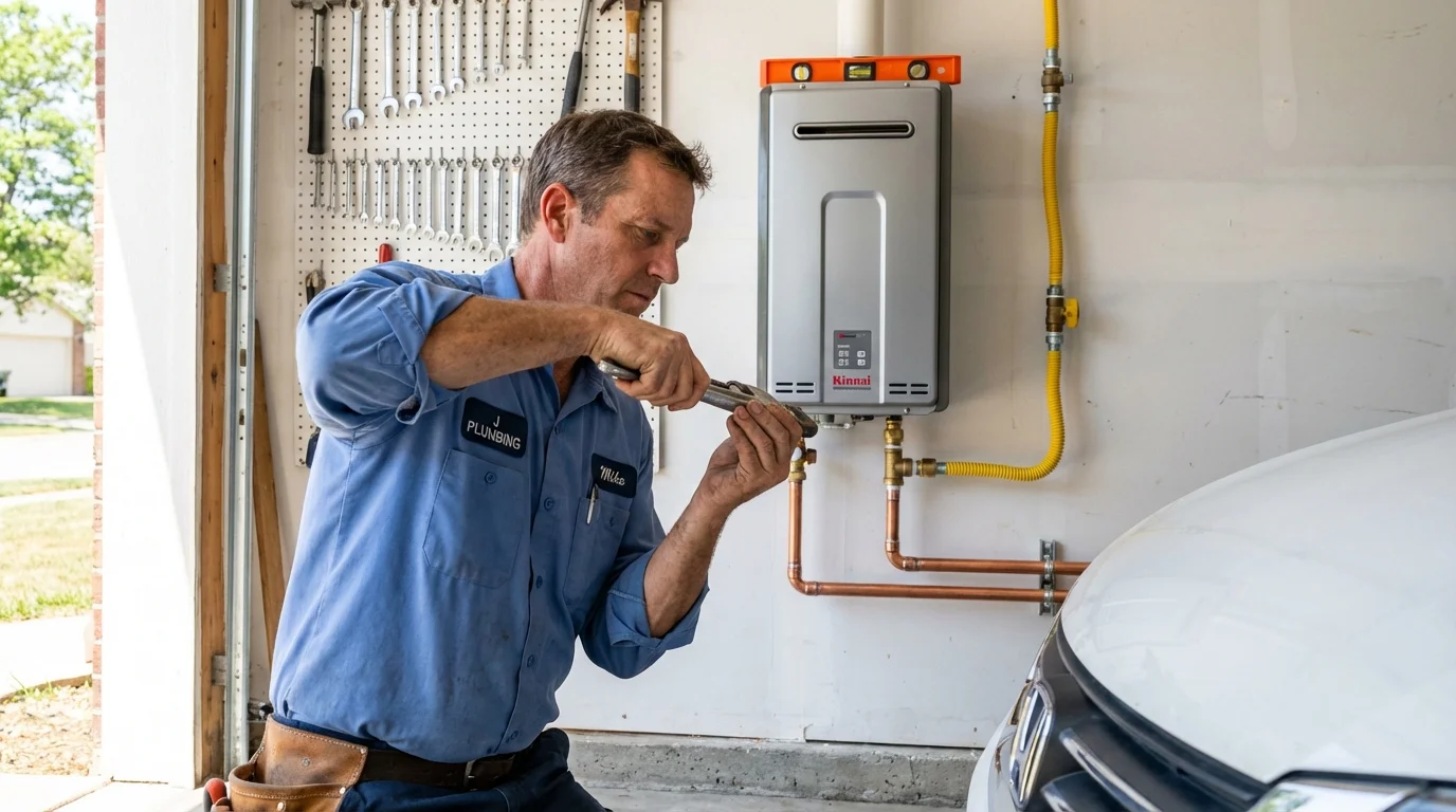 Tankless water heater installation by a Johns Plumbing LLC plumber in New Madrid